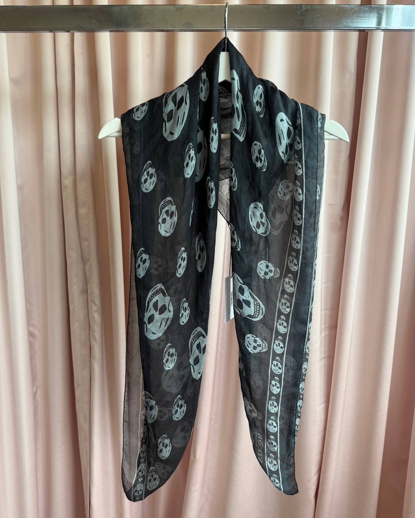 Alexander McQueen Black & Grey Skull Print Scarf