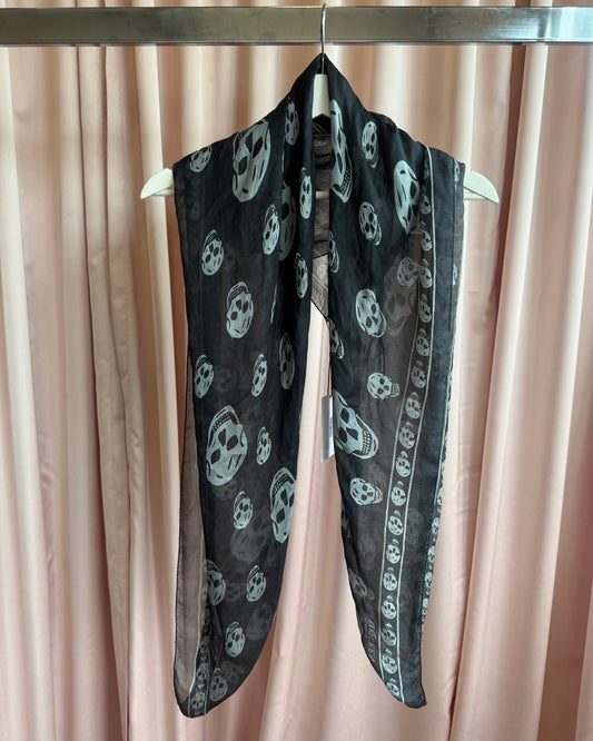 Alexander McQueen Black & Grey Skull Print Scarf