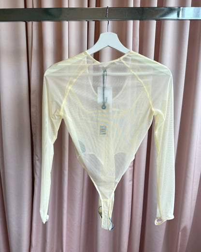 KNWLS NWT S/S 2025 Yellow Haze Mesh Bodysuit