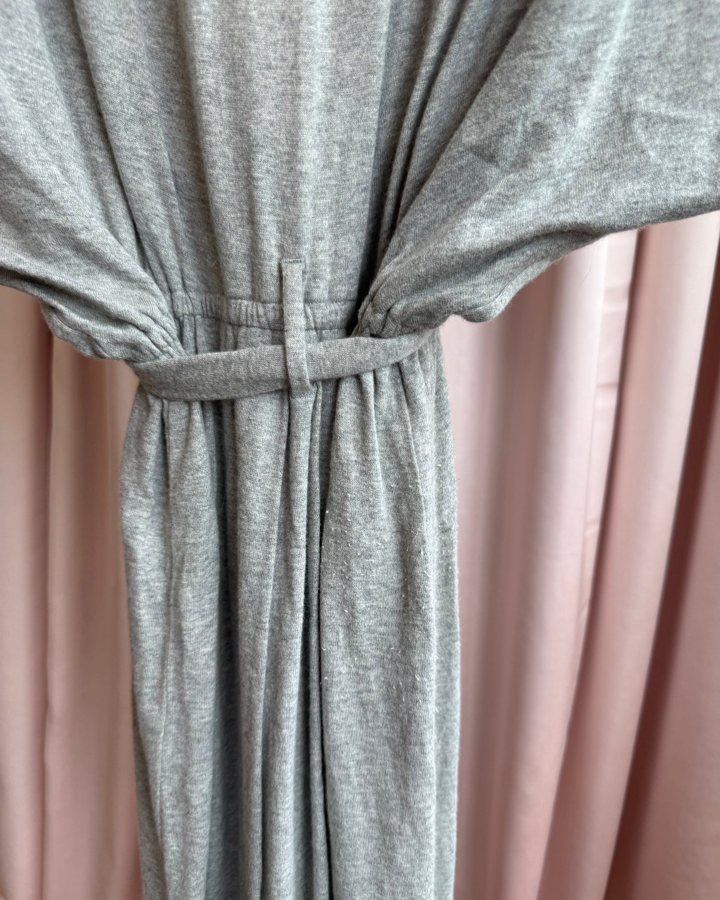 Tsumori Chisato Grey Low Cut Dolman Sleeve Belted Dress