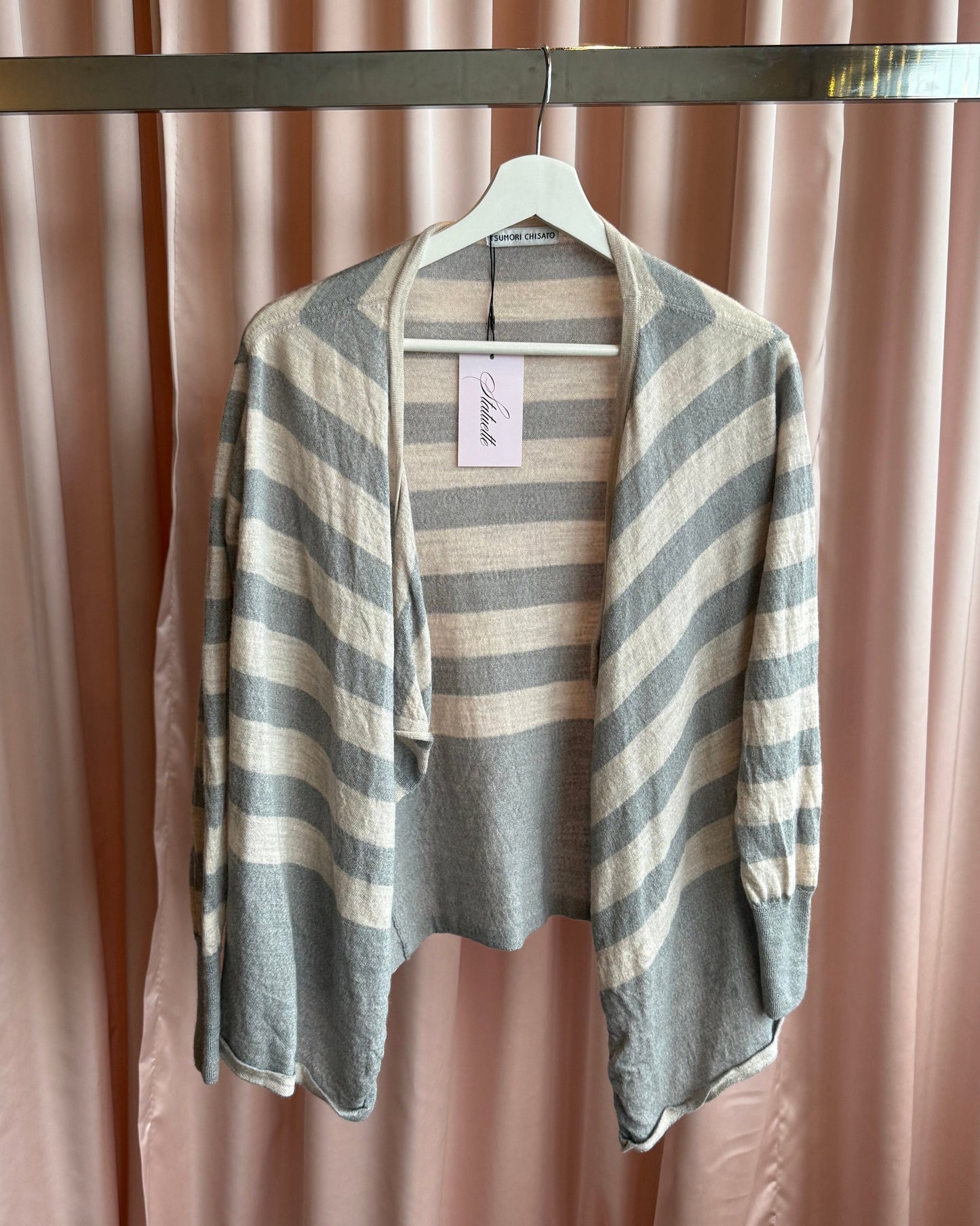 Tsumori Chisato Striped Grey Wool Open Cardigan