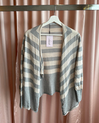 Tsumori Chisato Striped Grey Wool Open Cardigan