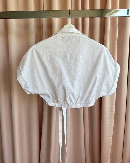 French Brand Cropped White Wrap Tie Blouse