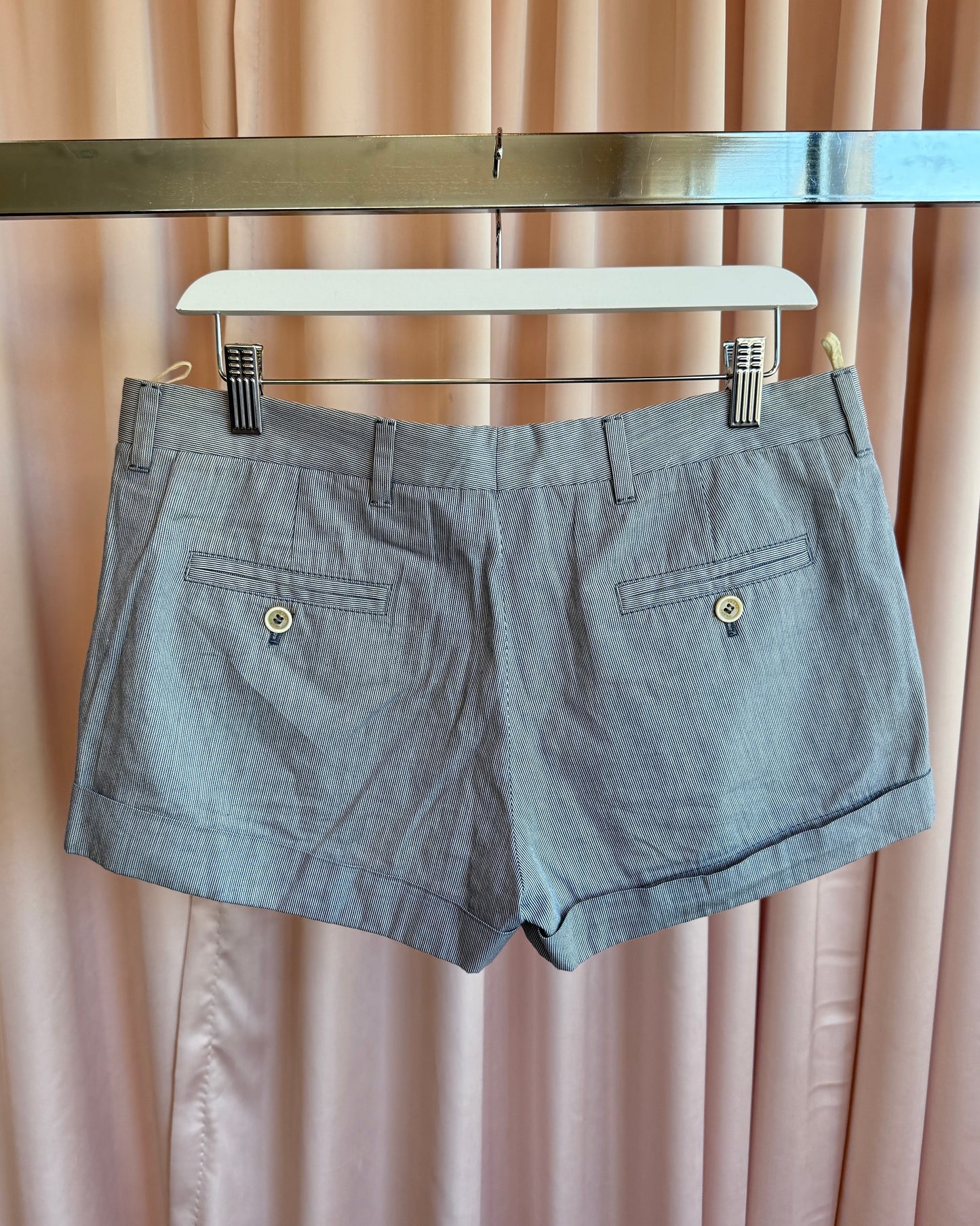 Prada Sport Blue & White Striped Cotton Mini Shorts