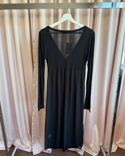 Japanese Brand Sheer Black Chiffon Longline Cardigan