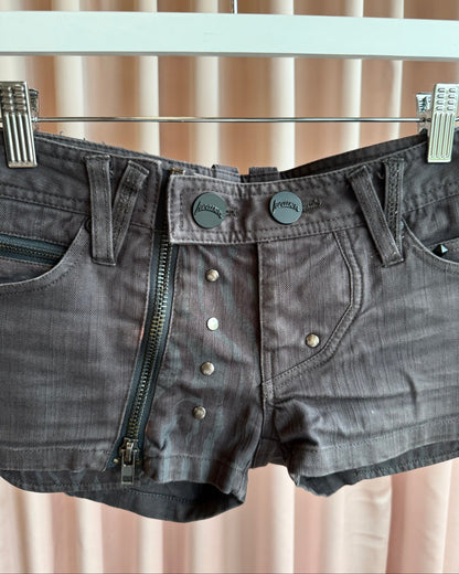 Japanese Brand Dark Grey Studded Denim Shorts