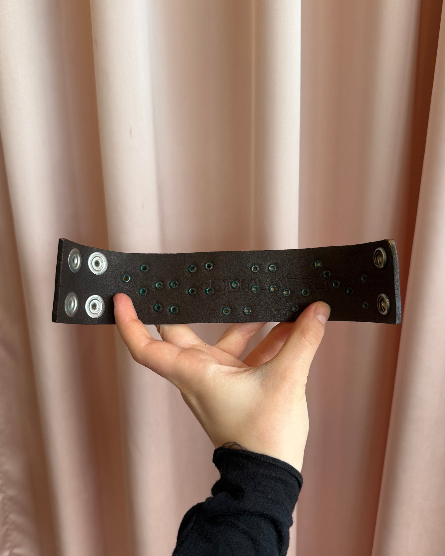 Dsquared² Studded Black & Brown Leather Bangle Bracelet