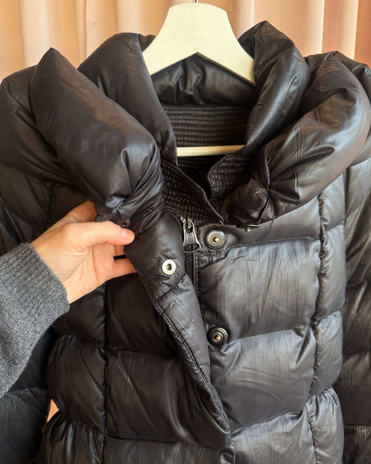 Italian Designer Black Nylon Down Puffer Jacket