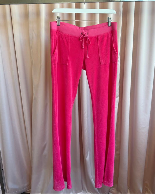 Juicy Couture Hot Pink Terry Cloth Low Rise Track Pants