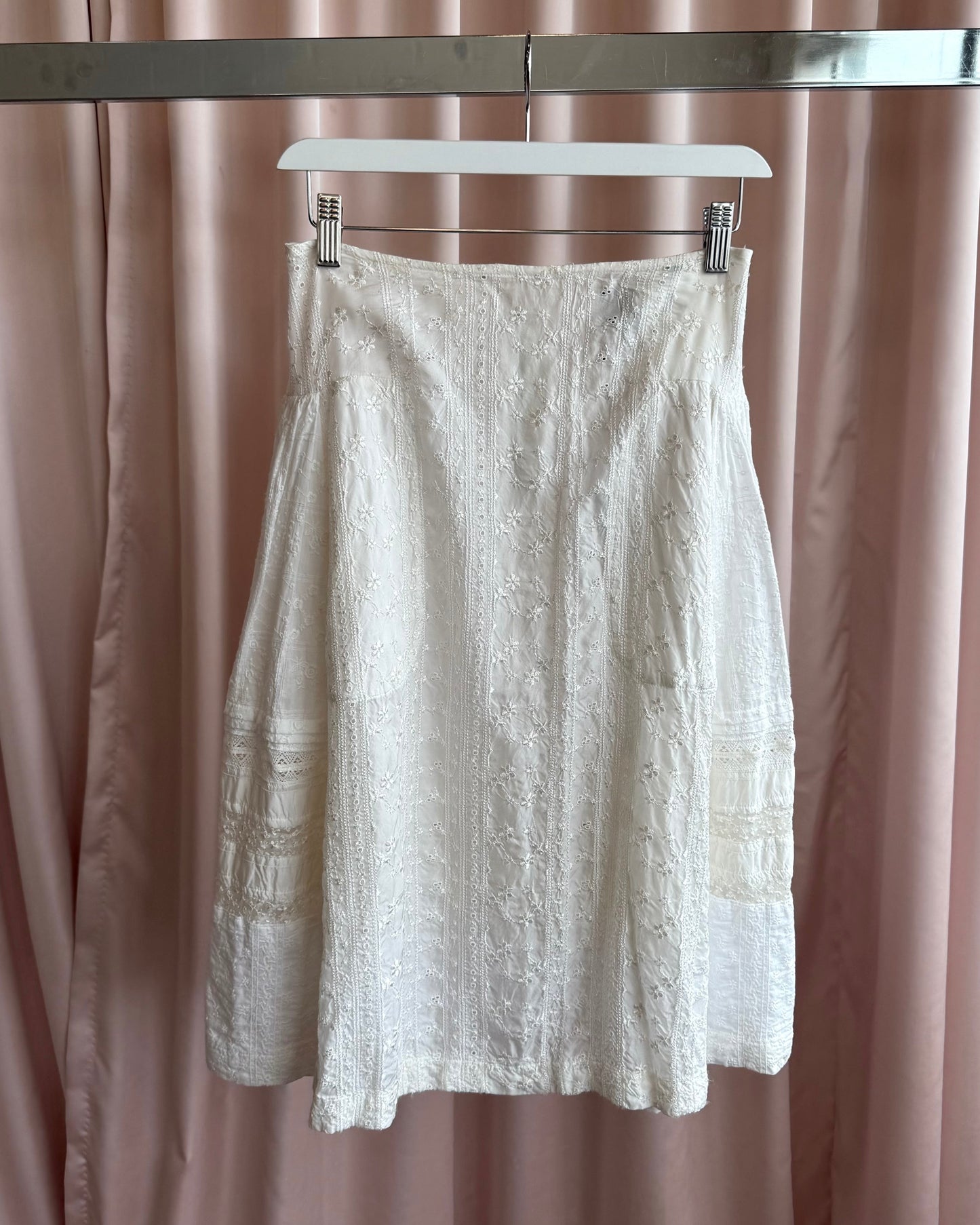 Comme des Garçons tricot White Broderie Anglaise Midi Skirt