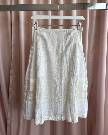 Comme des Garçons tricot White Broderie Anglaise Midi Skirt