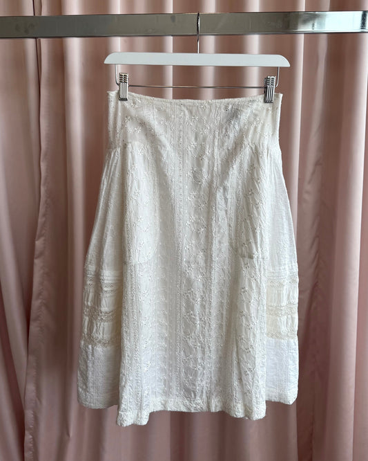 Comme des Garçons tricot White Broderie Anglaise Midi Skirt