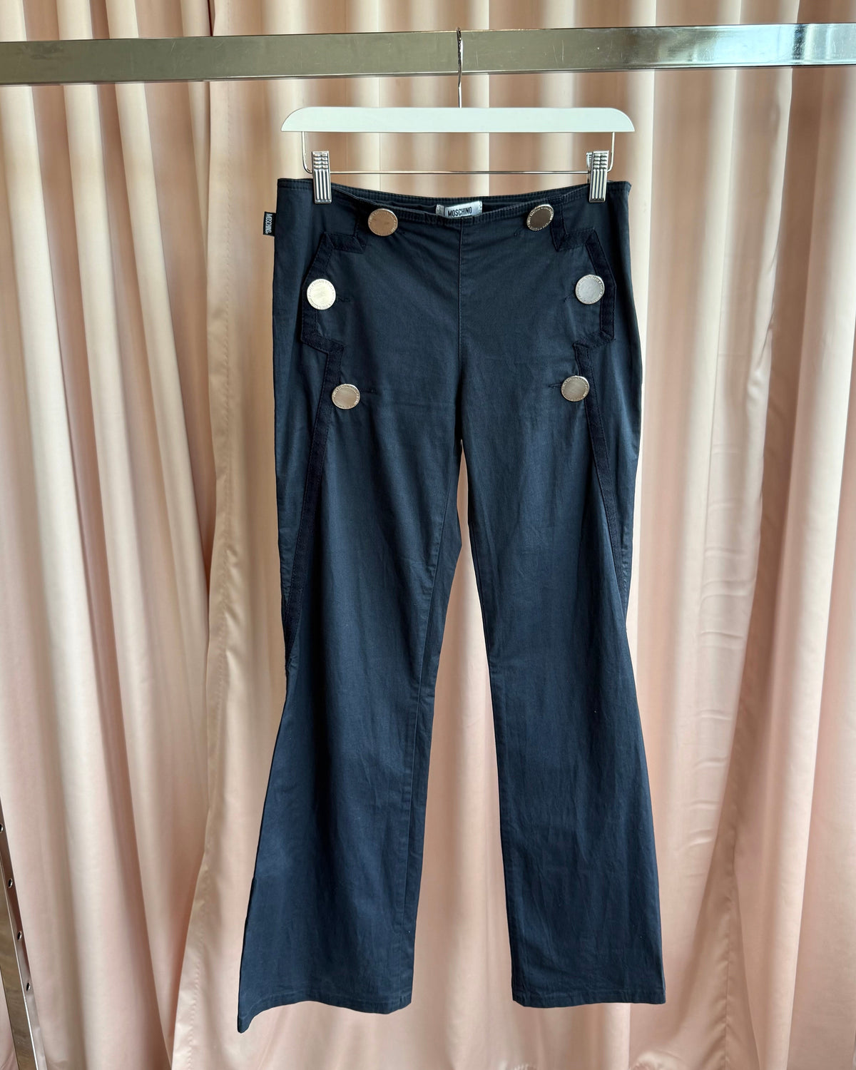 Moschino Jeans Navy Sailor Button Flare Pants