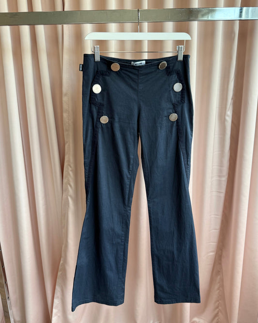 Moschino Jeans Navy Sailor Button Flare Pants