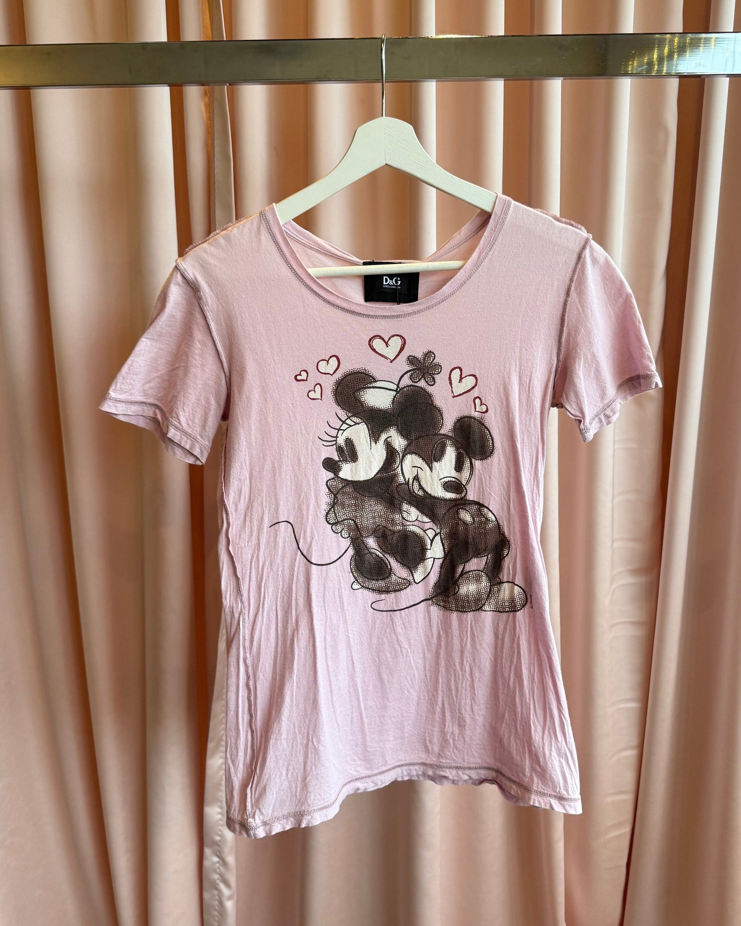 D&G S/S 2010 Mickey & Minnie Mouse Pink Graphic T-Shirt