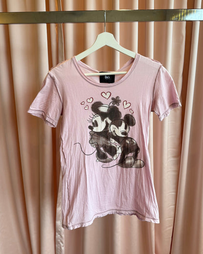 D&G S/S 2010 Mickey & Minnie Mouse Pink Graphic T-Shirt