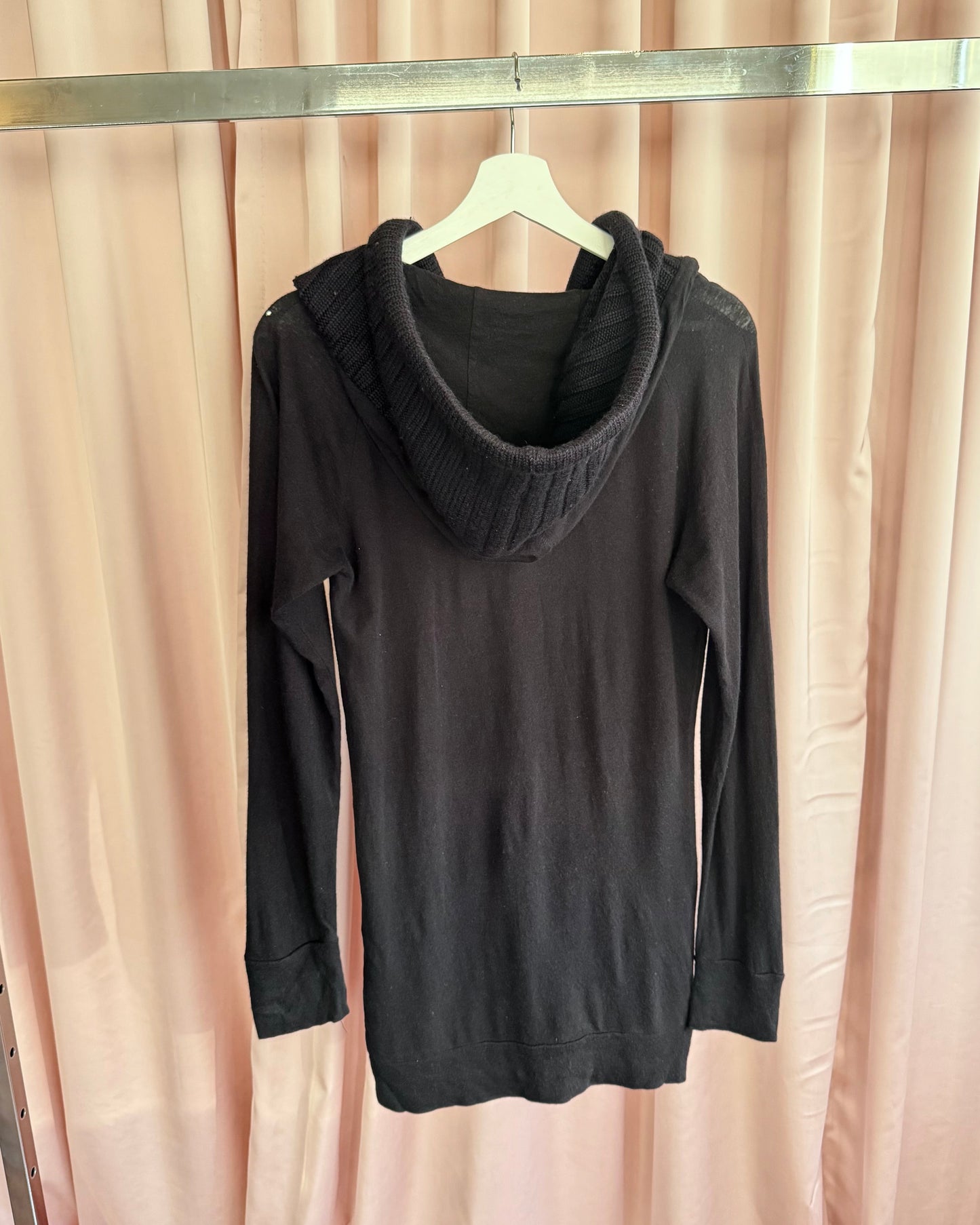 Diesel Black Knit Hood Zip Up Mini Dress