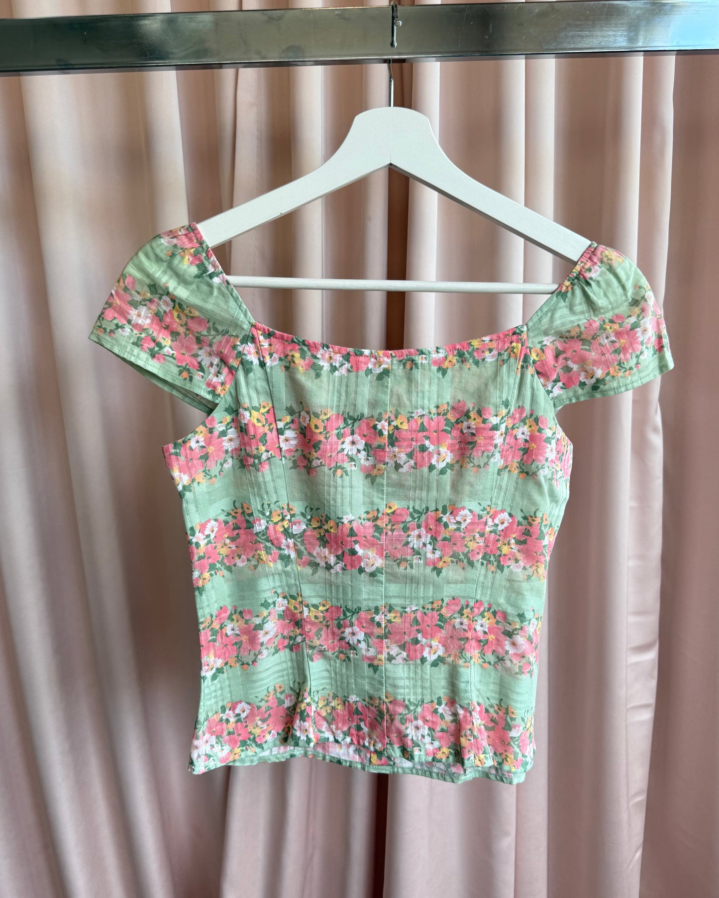 French Brand Floral Print Cotton Milkmaid Top