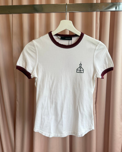 Dsquared² F/W 2005 Church Graphic White Ringer T-Shirt
