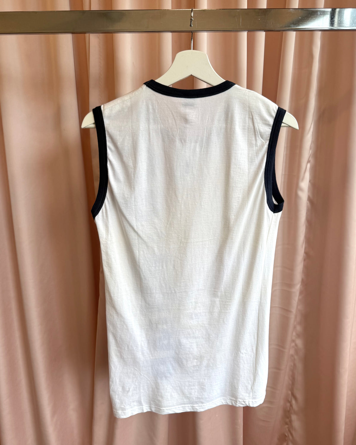 D&G Underwear "Body Pump" Graphic Navy & White Ringer Tank Top
