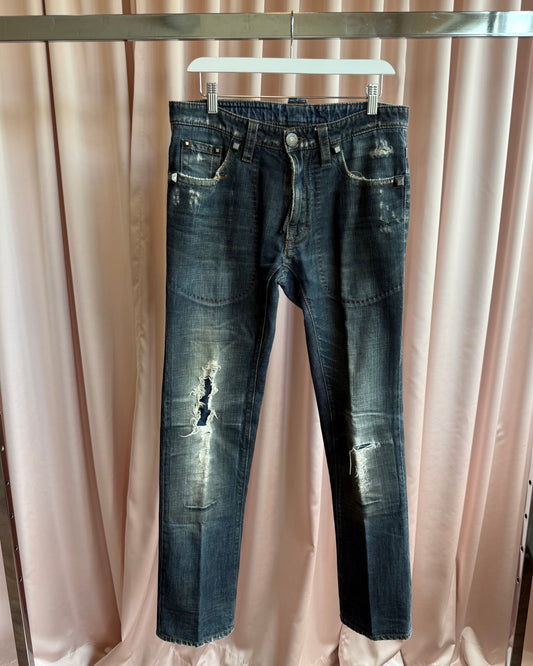 Dsquared² F/W 2005 Distressed Studded "Faith" Patch Denim