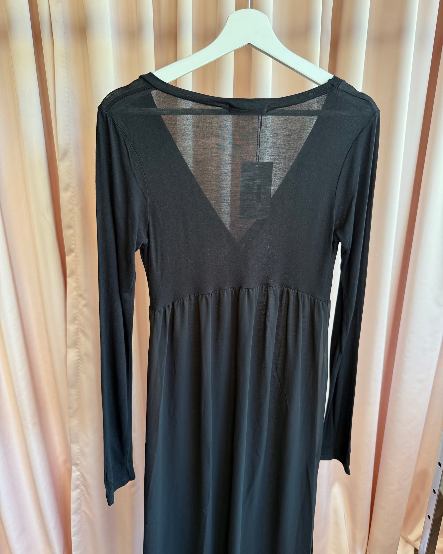 Japanese Brand Sheer Black Chiffon Longline Cardigan