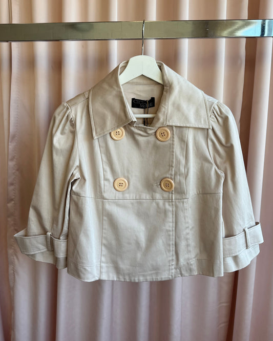 Japanese Brand Cropped Tan Trench Jacket