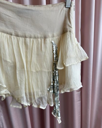 Japanese Brand Tiered Silk Sequins Mini Skirt