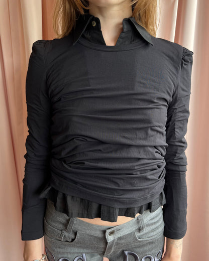Comme des Garçons tricot 1993 Double Layered Collared Long Sleeve Top