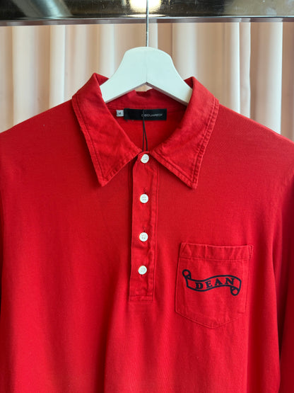 Dsquared² F/W 2006 Graphic Red Long Sleeve Polo Shirt