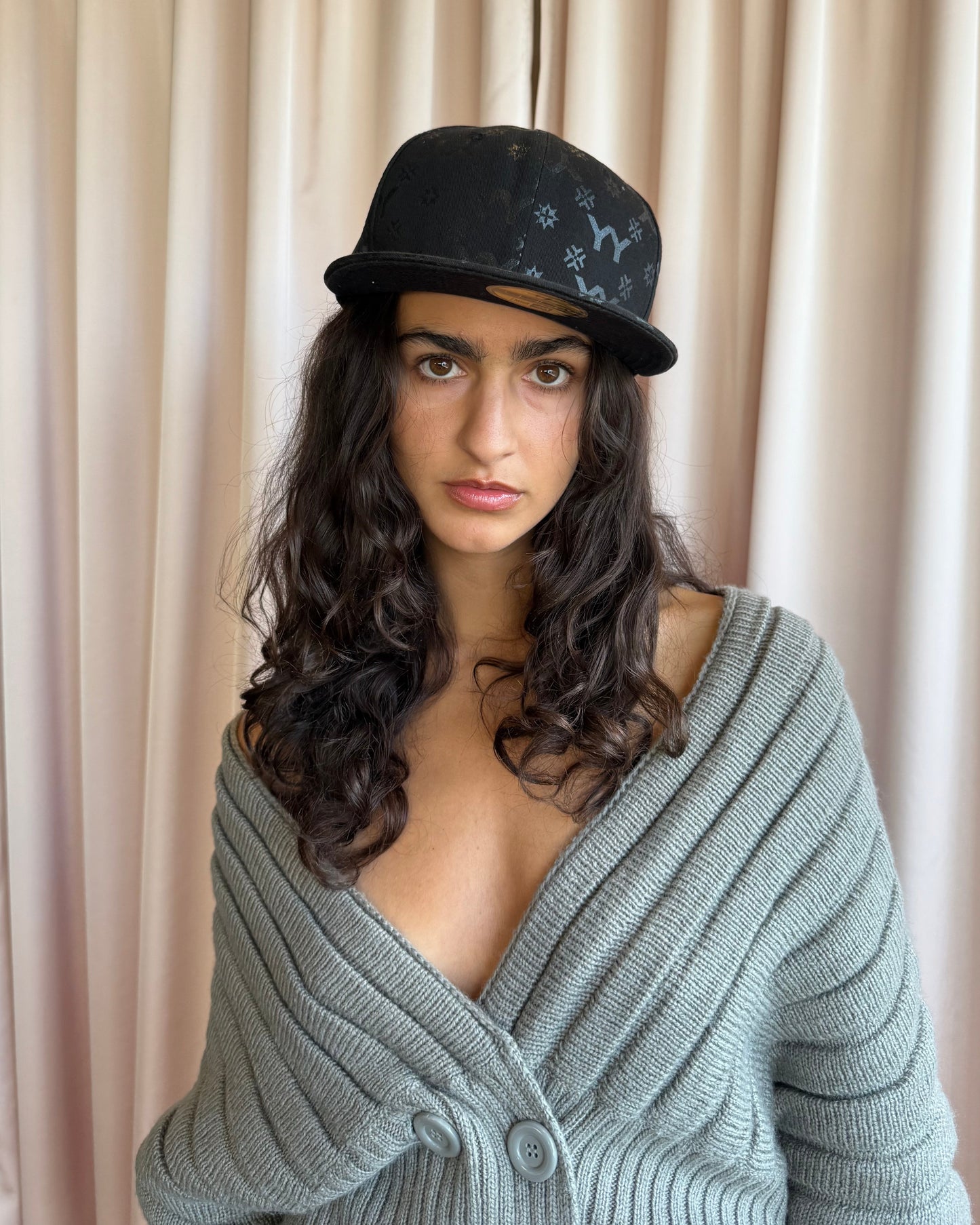 Yohji Yamamoto New Era Black Monogram Fitted Cap