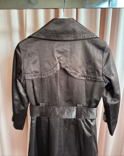 Bebe Chocolate Brown Satin Trench Coat