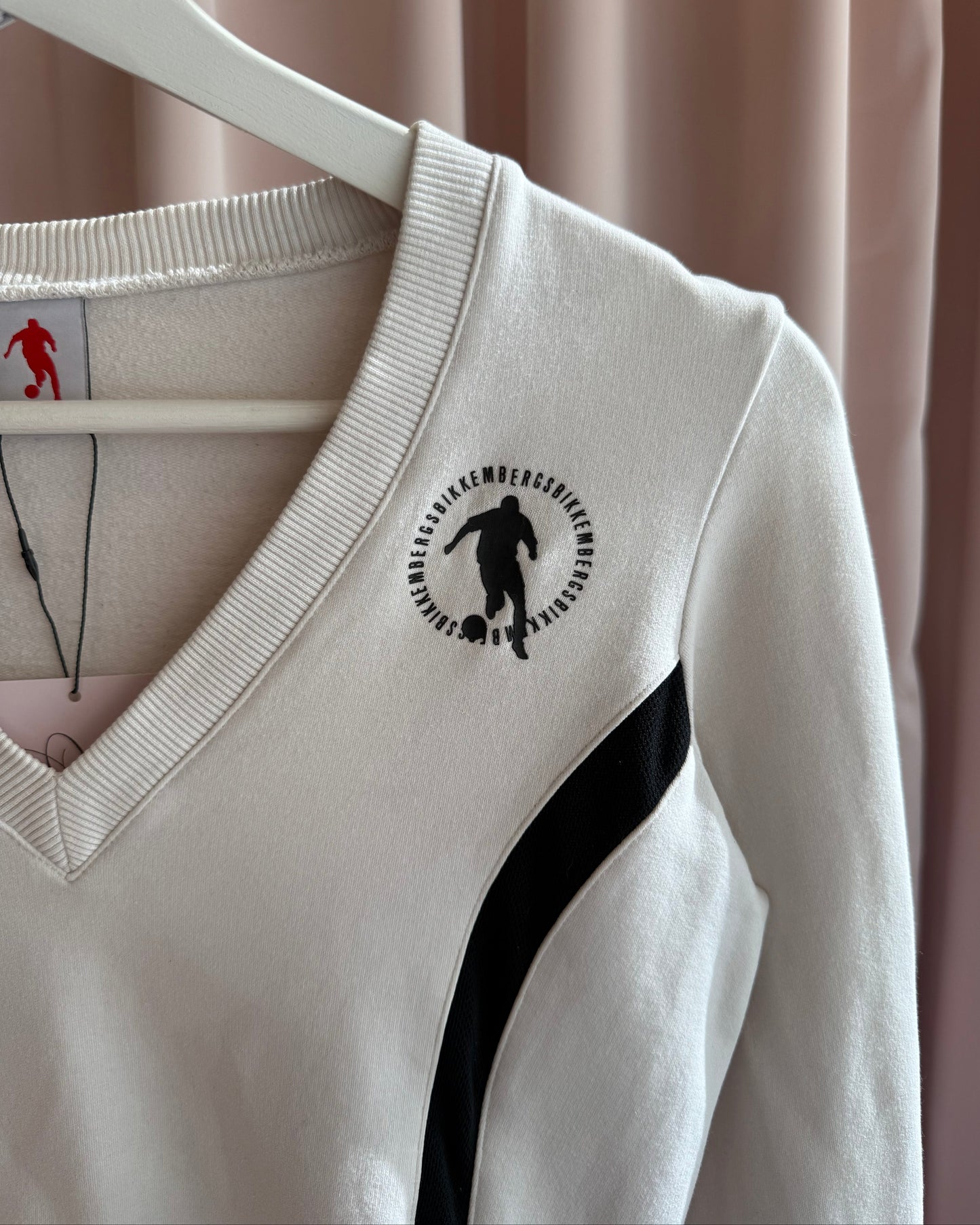 Bikkembergs Off-White & Black Logo Graphic V-Neck Sweatshirt