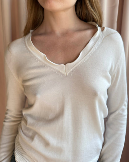 Maison Martin Margiela S/S 2007 Wired Collar Slashed V-Neck Knit Sweater