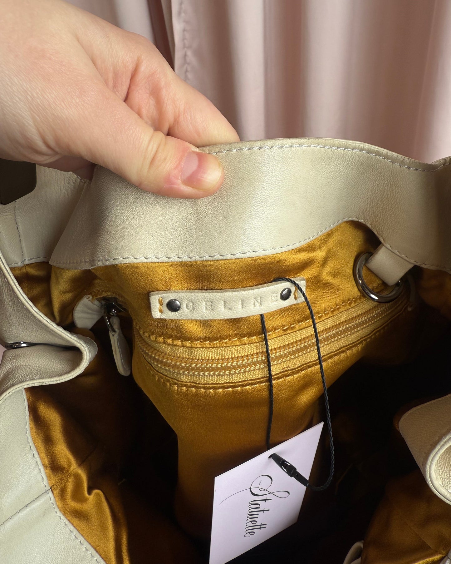 Céline Dimitri Cream Leather Fringe Hobo Handbag