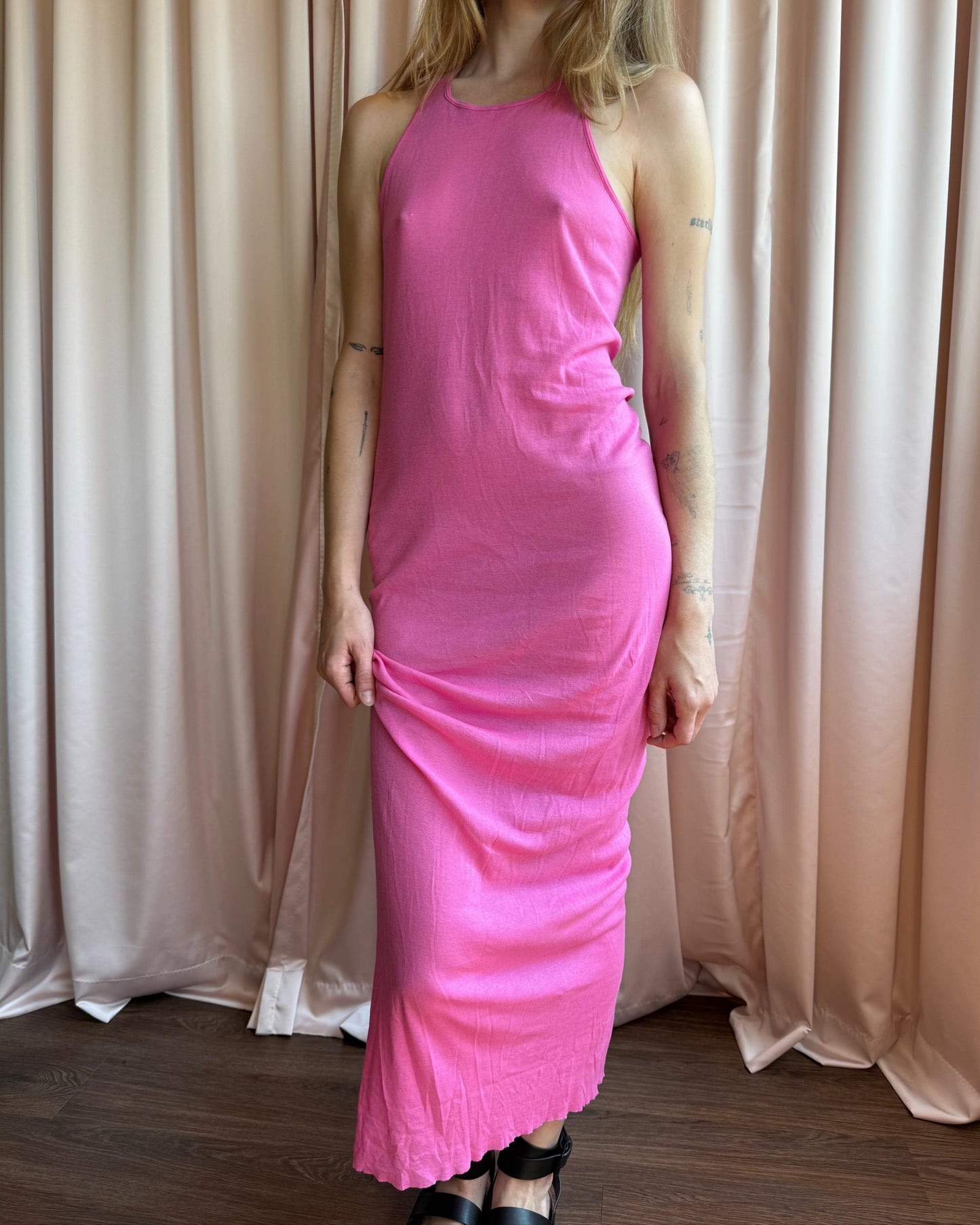 Rick Owens S/S 2023 "Edfu" Pink Tank Maxi Dress