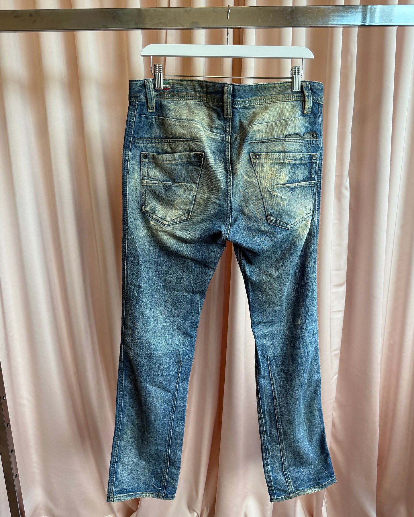 Diesel "Darron" Painted Distressed Faded Denim