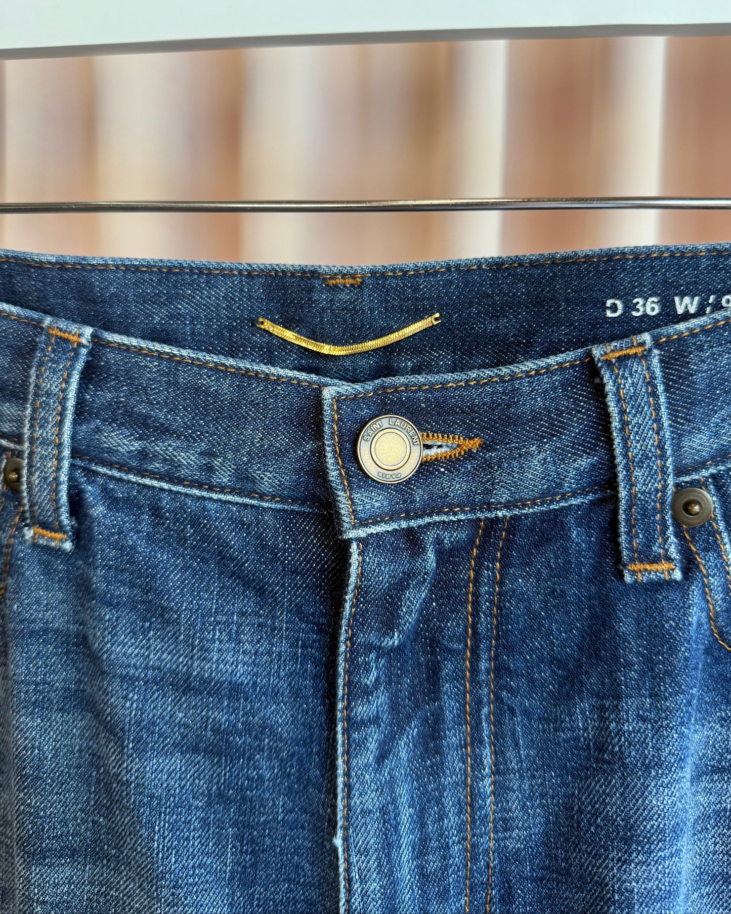 Saint Laurent 2021 90's High Waist Blue Denim