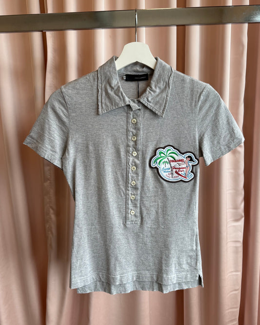 Dsquared² S/S 2005 Hawaii Patch Grey Polo Top