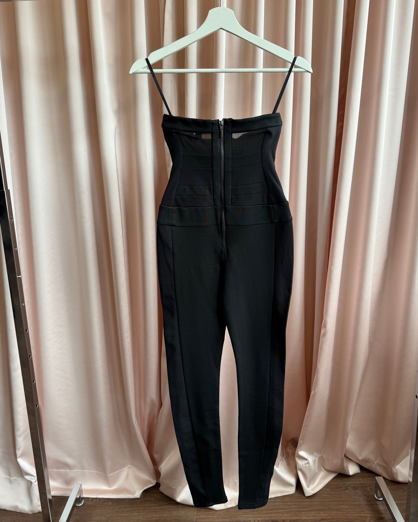Bebe Black Bandage Strapless Bustier Jumpsuit