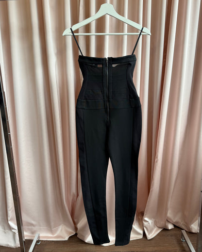 Bebe Black Bandage Strapless Bustier Jumpsuit