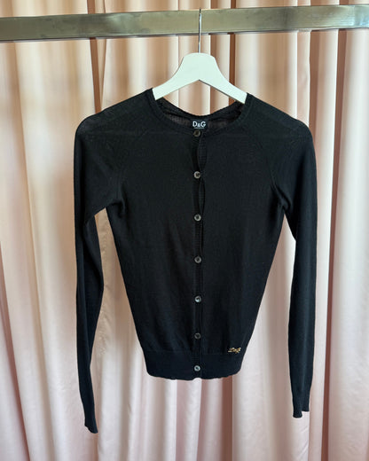 D&G Black Silk & Cashmere Blend Cardigan
