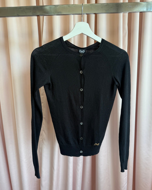 D&G Black Silk & Cashmere Blend Cardigan