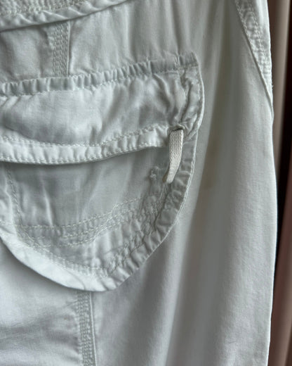 Pepe Jeans 2000's White Drawstring Cargo Pants