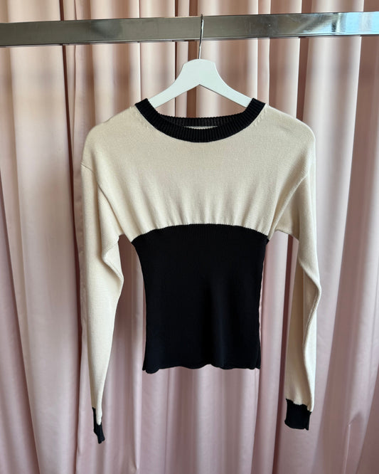 MM6 Maison Margiela S/S 2016 Black & Cream Contrast Cotton Knit Sweater