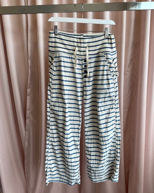 Kapital Blue Striped Cotton Hemp Drawstring Pants