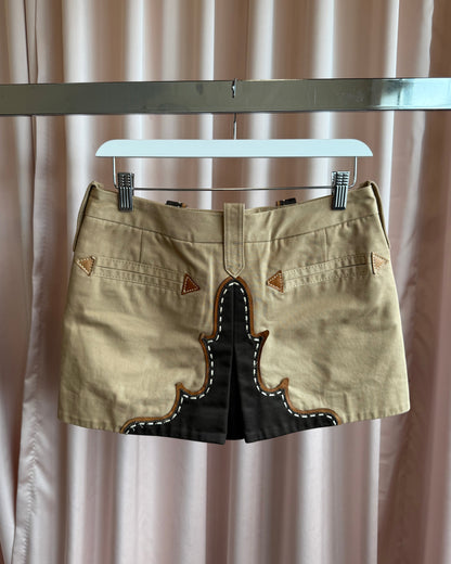 Dsquared² S/S 2006 Leather Lace Khaki Mini Skirt