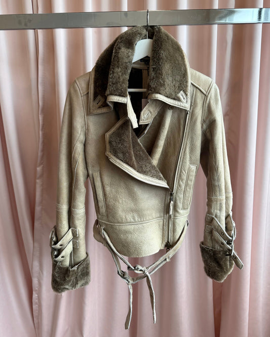Japanese Brand Belted Shearling Jacket