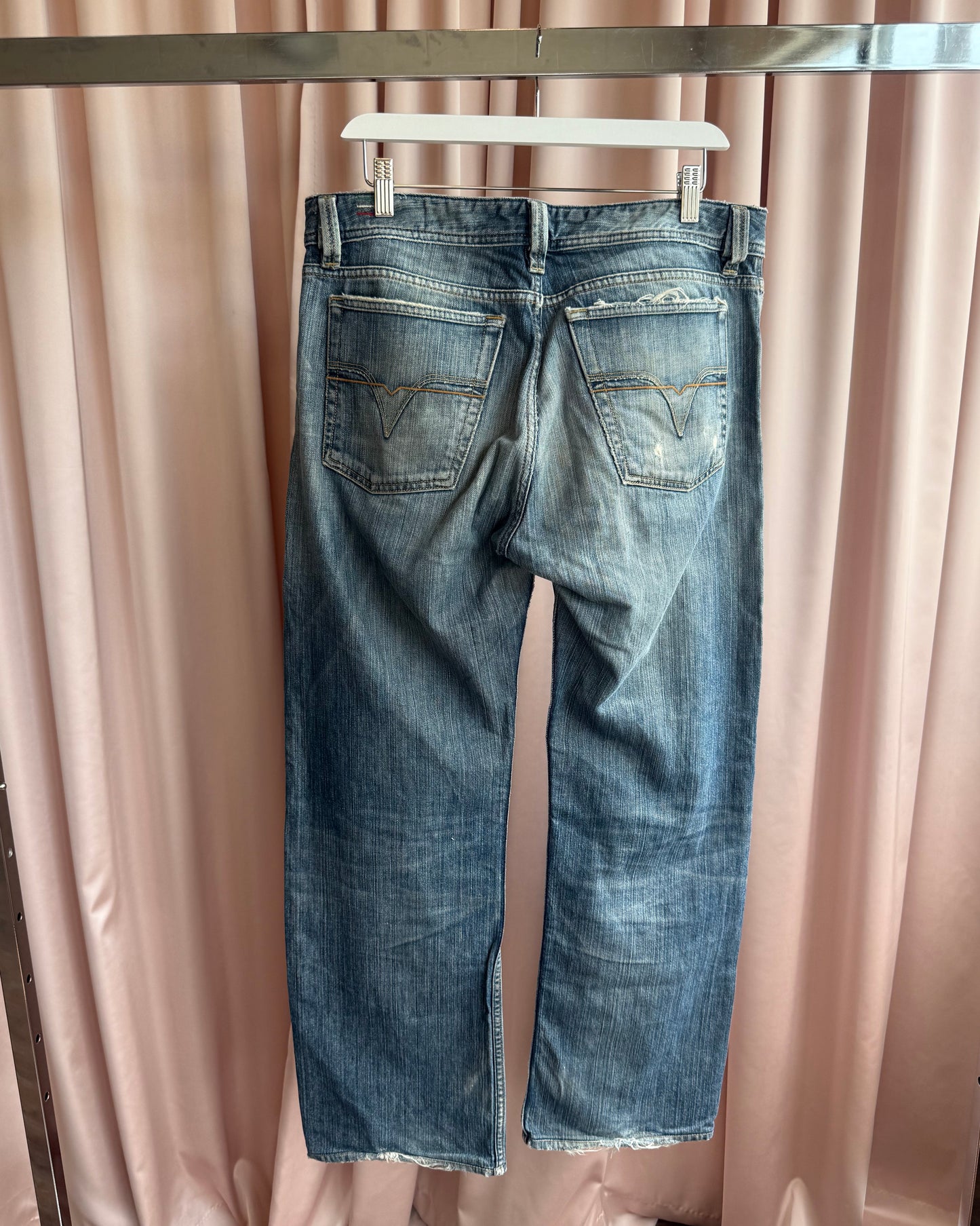 Diesel "Levan" Distressed Straight Leg Denim