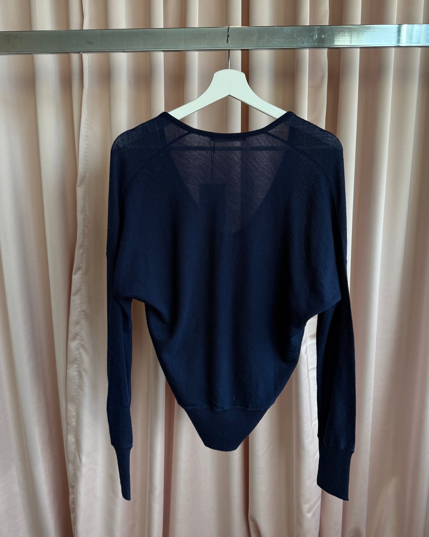 Balenciaga by Nicolas Ghesquière 2006 Logo Embroidered Navy Wool Sweater